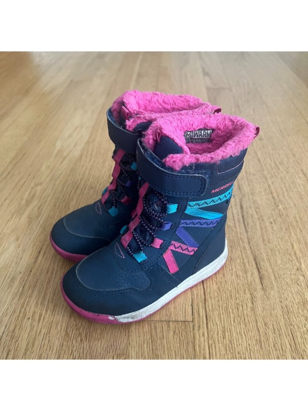 Merrell Kids Snow Crush 3.0 Waterproof Winter Boots Blue Pink Toddler Size 8